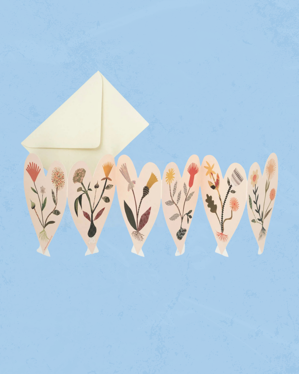 greeting card - floral hearts concertina