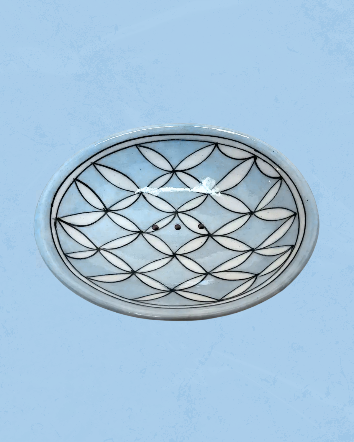 soap dish - oval  -  blue pottery (multiple styles)