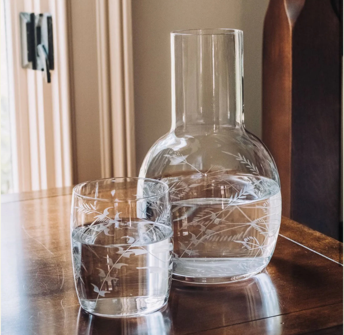 fern crystal carafe set