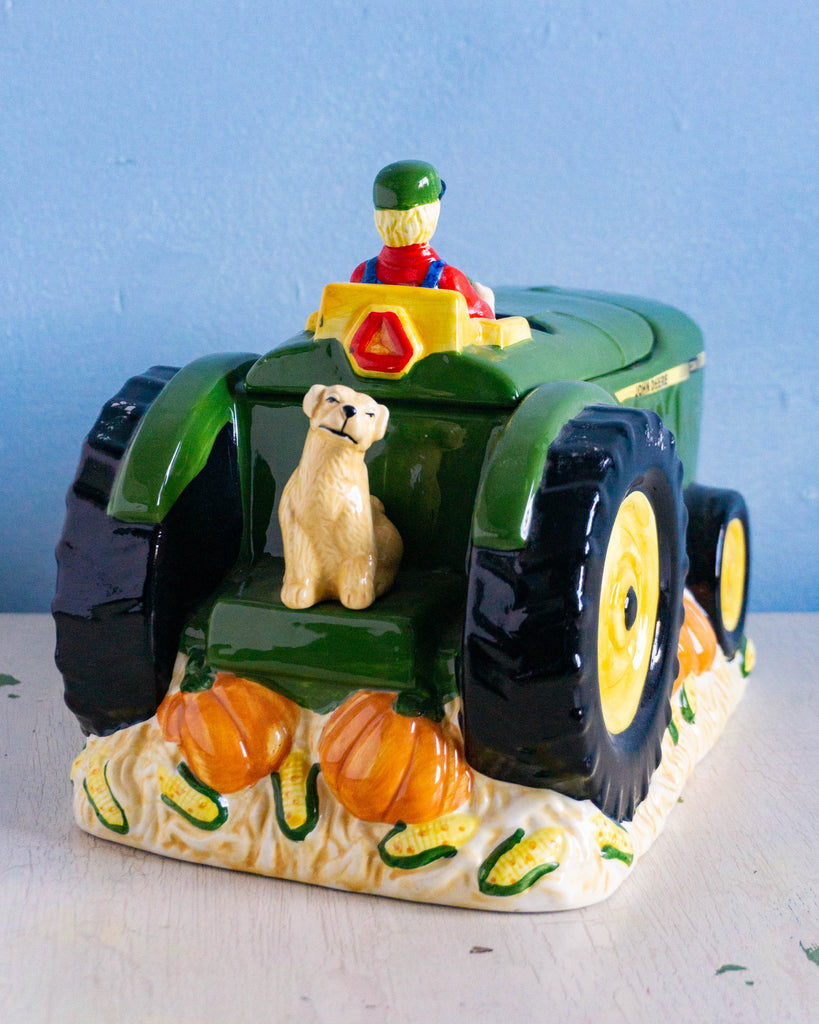 curated - tractor cookie jar