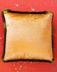 throw pillow - velvet olive fringe