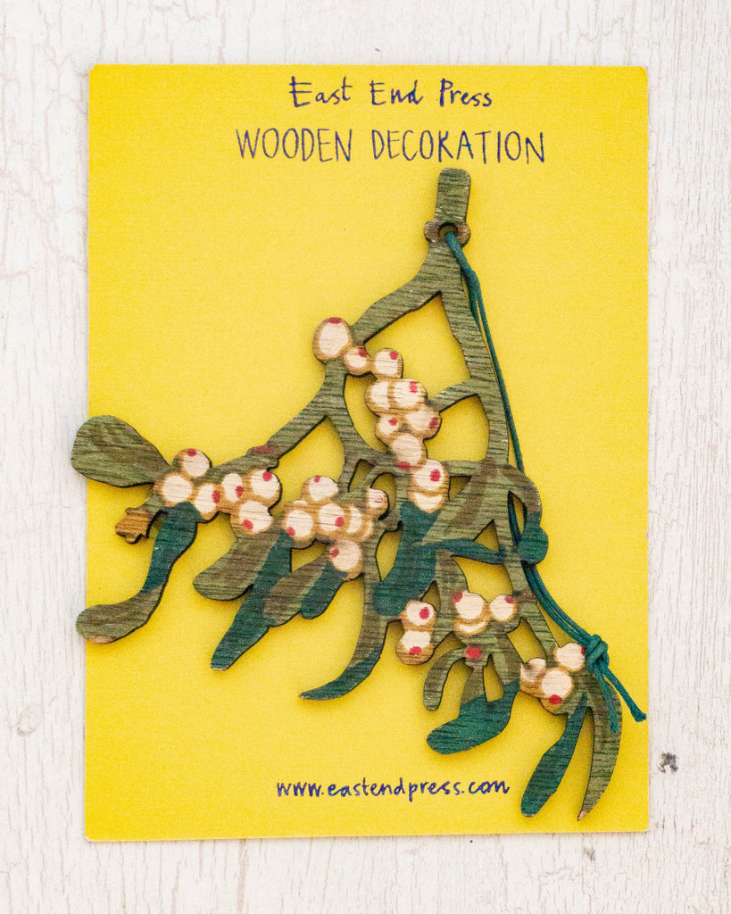 ornament - wooden mistletoe