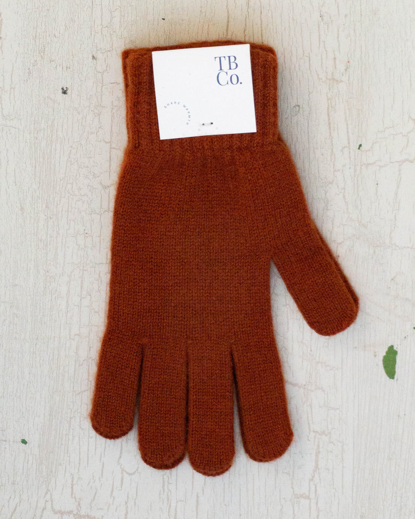 cashmere gloves - rust