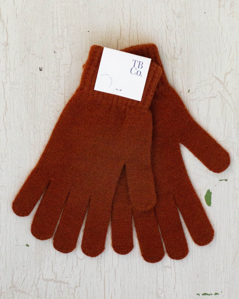 cashmere gloves - rust