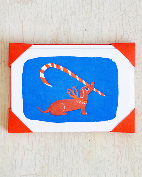 greeting card - candy cane dog (5 pack)