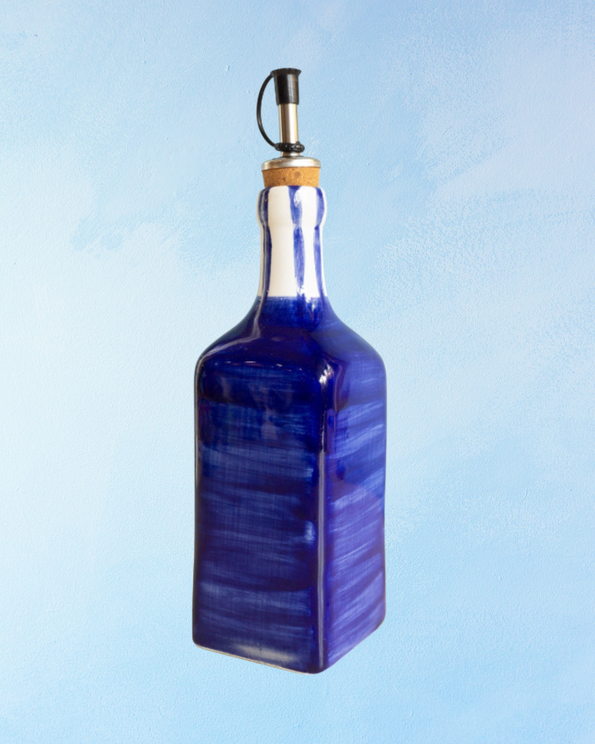 ceramic - painted blue oil dispenser