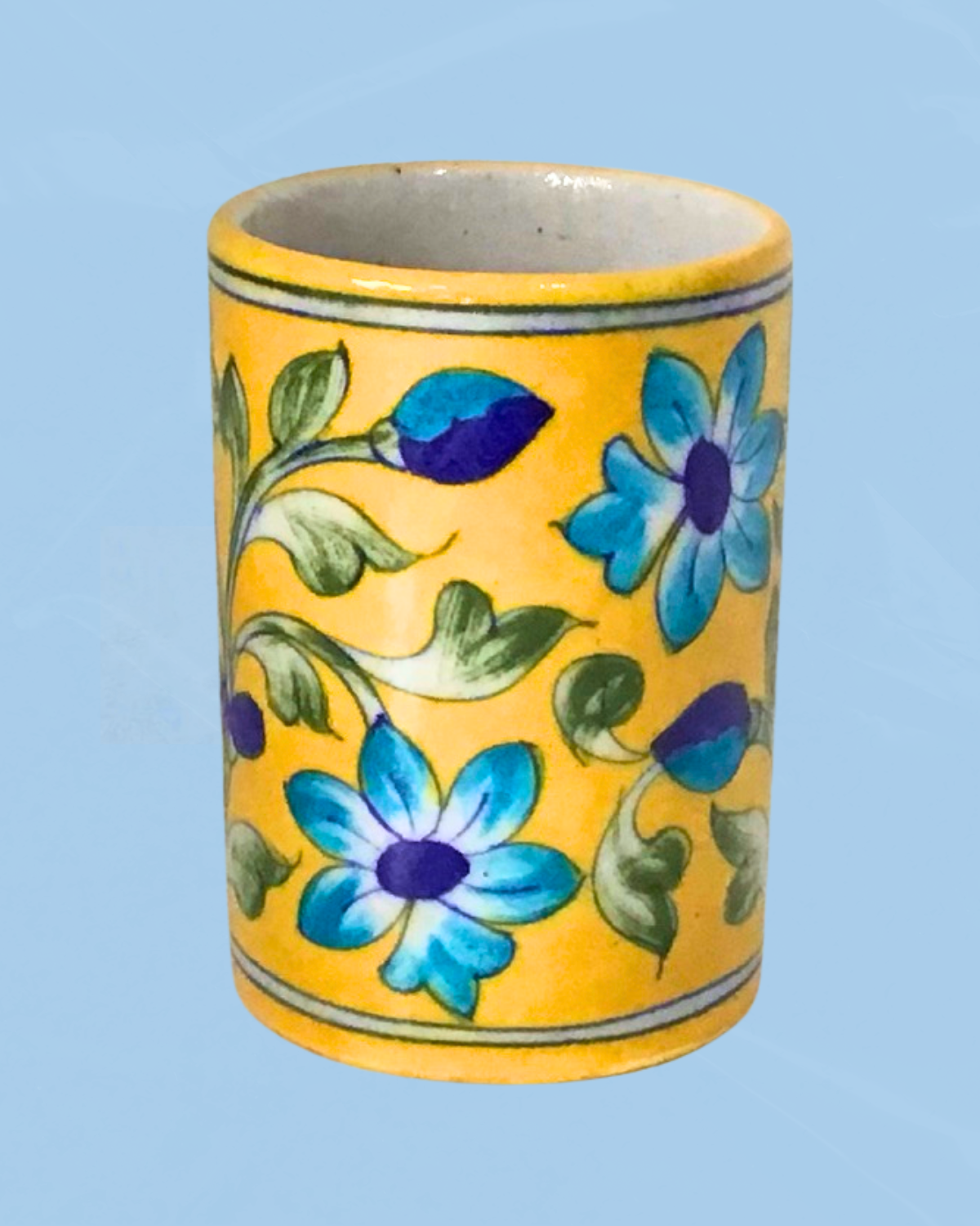 toothbrush vessel - blue pottery (multiple styles)