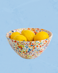 striped & speckled ceramic salad bowls