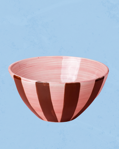 striped & speckled ceramic salad bowls