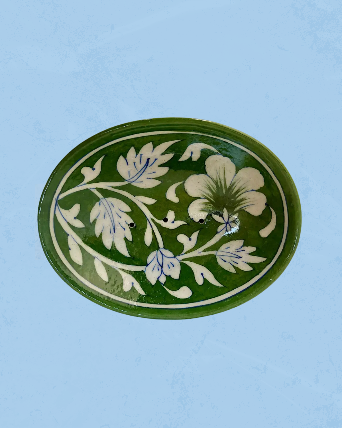 soap dish - oval  -  blue pottery (multiple styles)