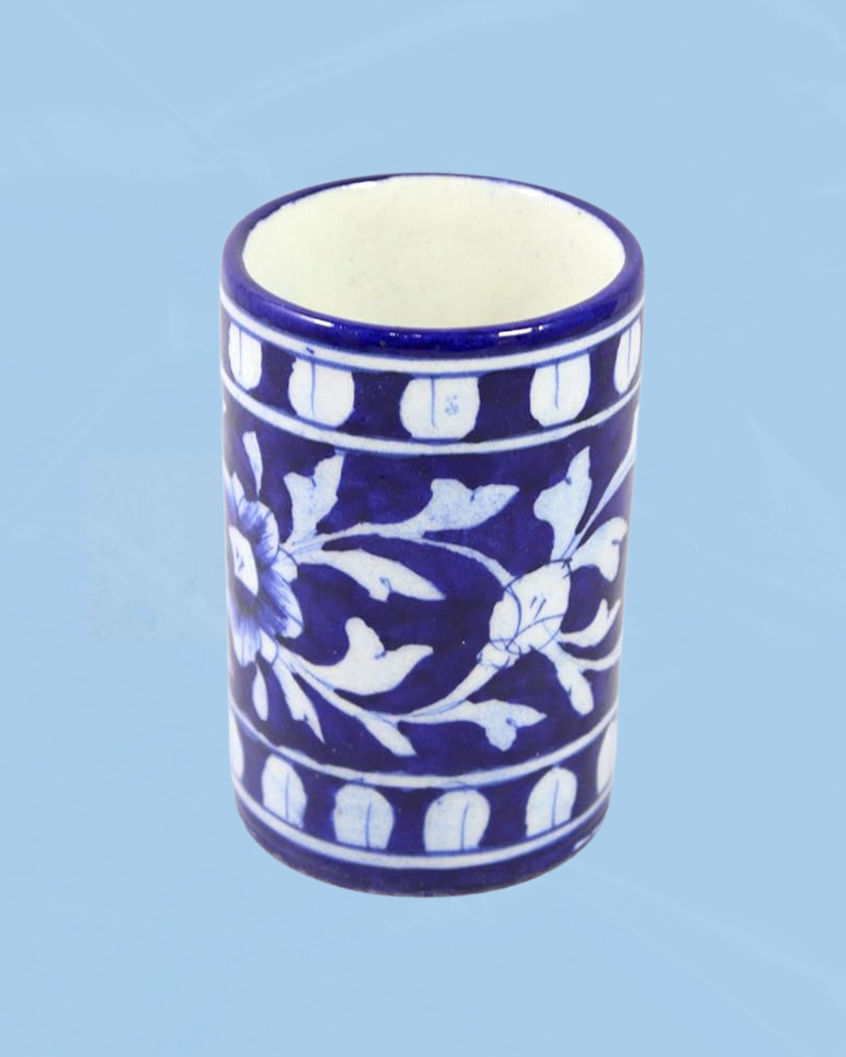 toothbrush vessel - blue pottery (multiple styles)