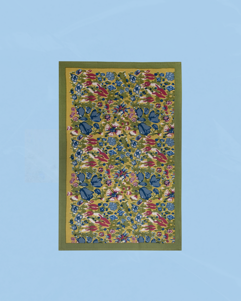 tea towel - jardin green & blue