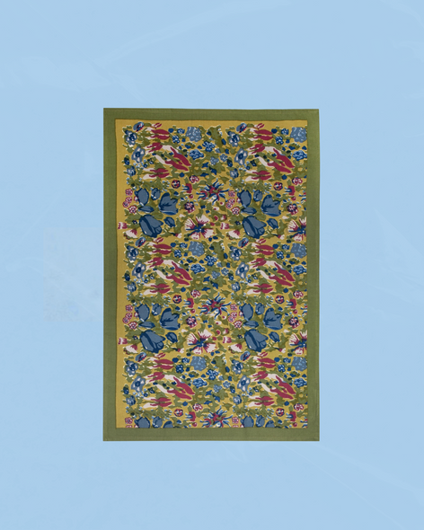 tea towel - jardin green & blue