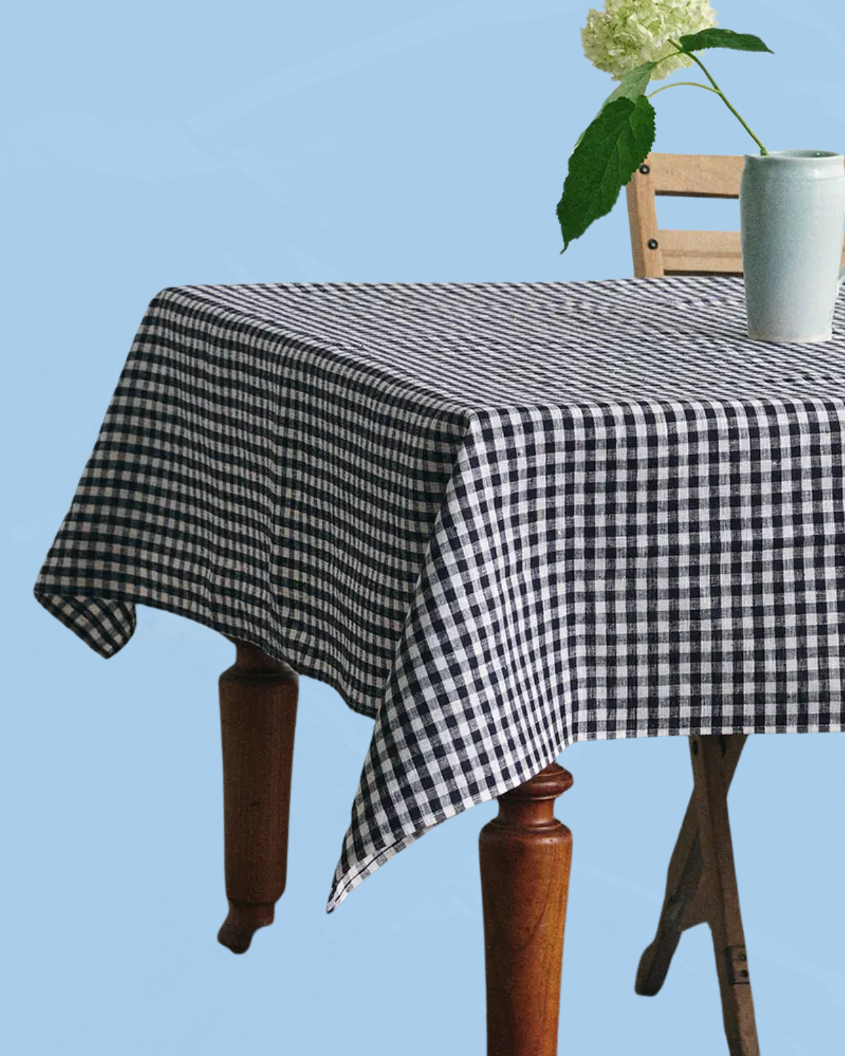 tablecloth - black gingham linen