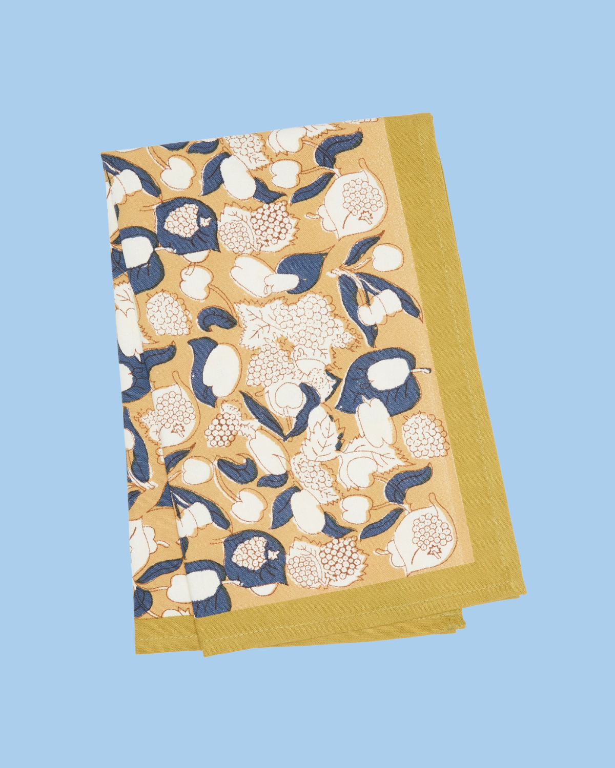 tea towel - harvest blue and mustard