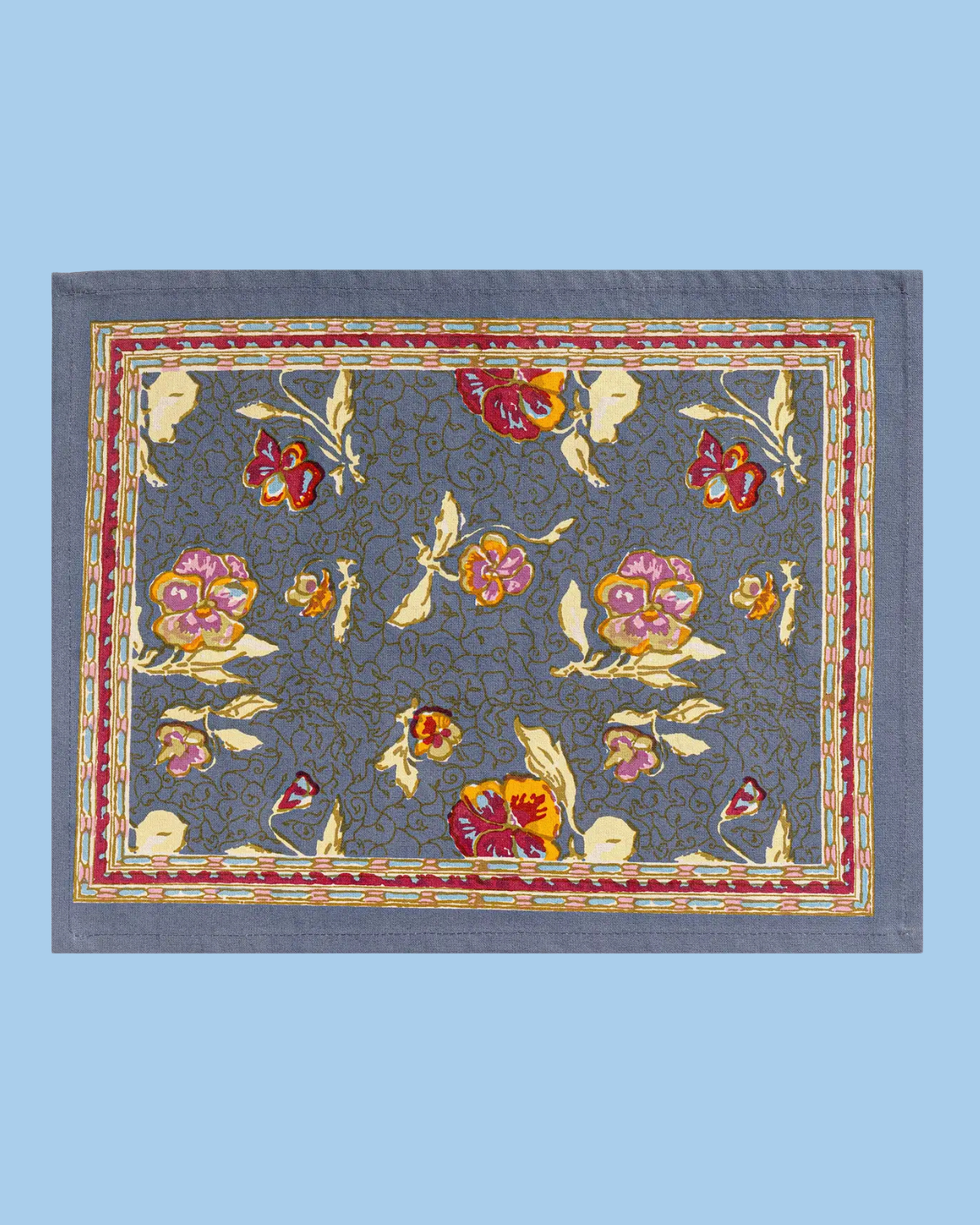 placemats - pansy red and grey