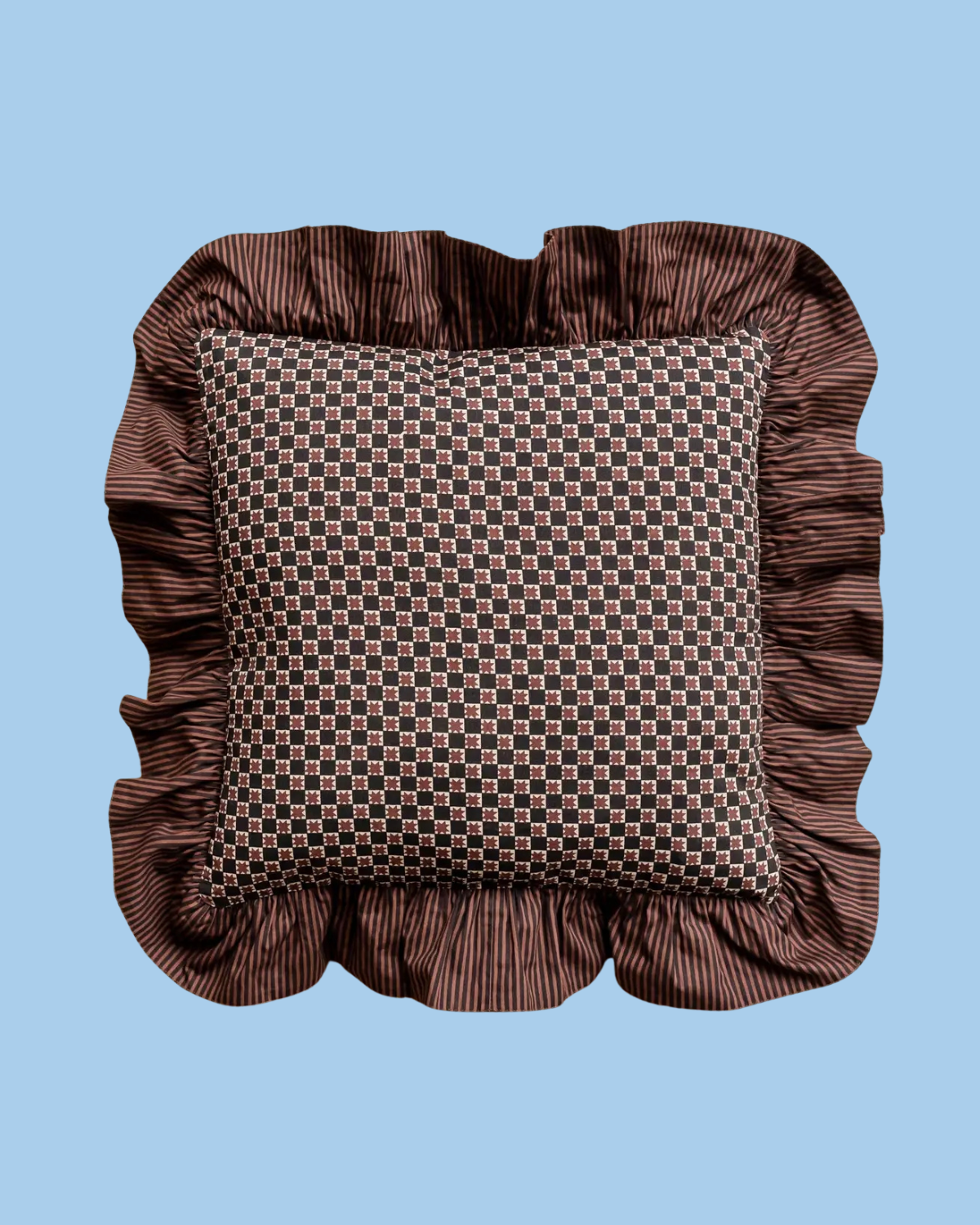 pillow -  reversible celestial stripe brown (insert included)