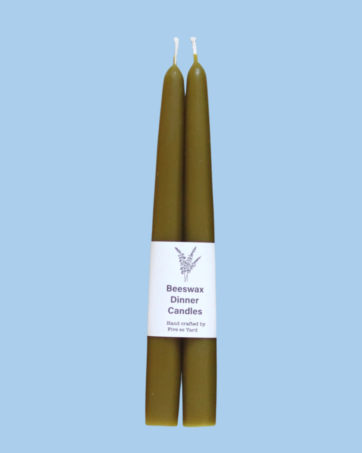 candle - natural dye beeswax tapers - olive (set of two)