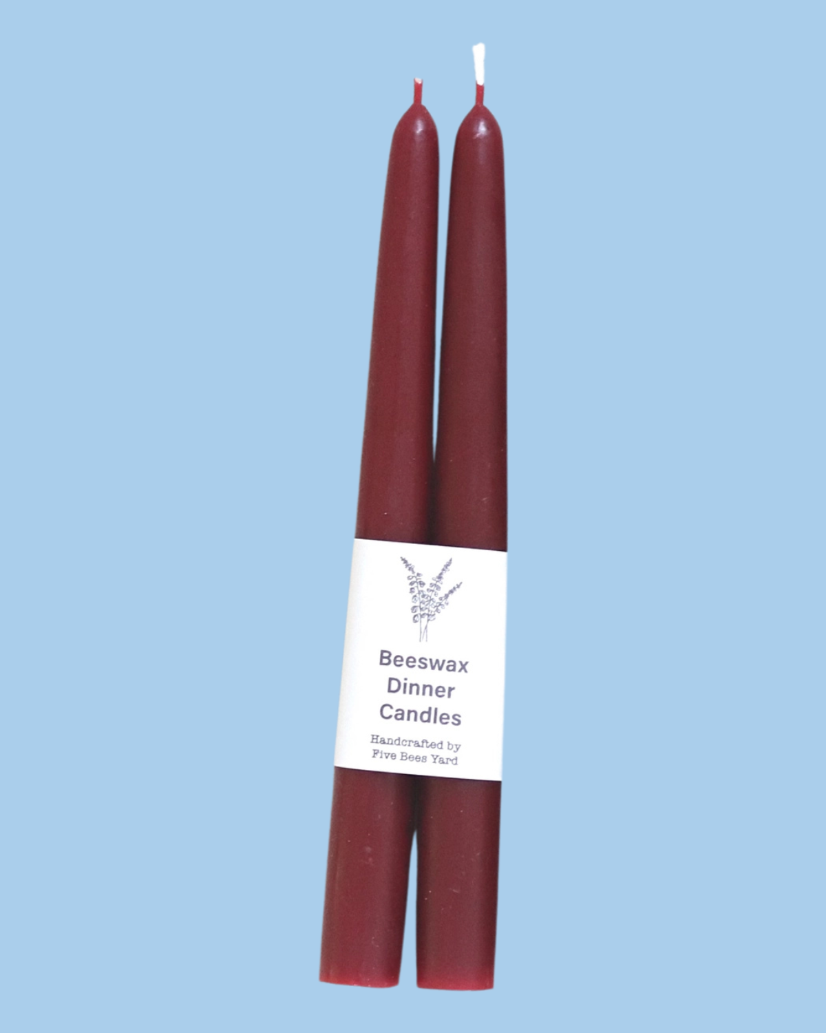 candle - natural dye beeswax tapers - burgundy red (set of two)
