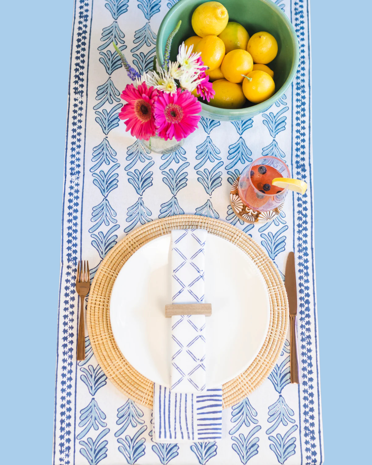 table runner - palmetto/uniform blue/navy