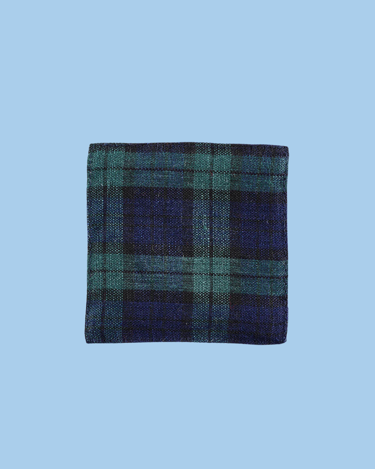 linen coasters - green & navy tartan