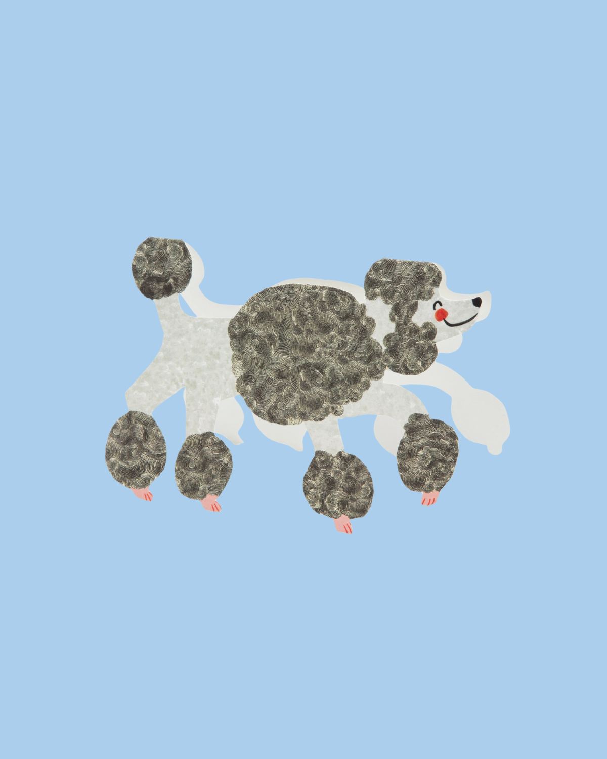greeting card - poodle (stand-up)