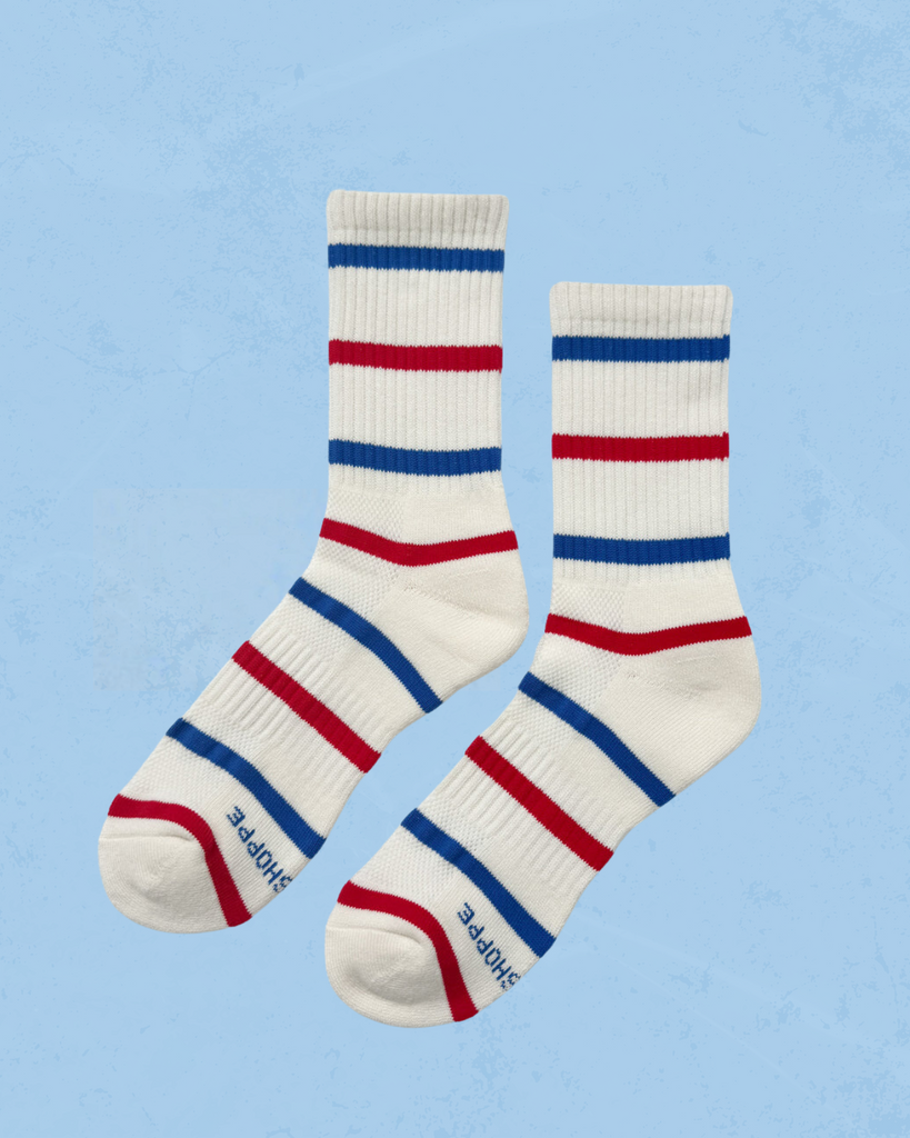 socks - boyfriend - red and blue stripes