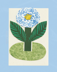 greeting card - blue flower (stand-up)