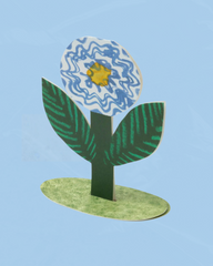 greeting card - blue flower (stand-up)