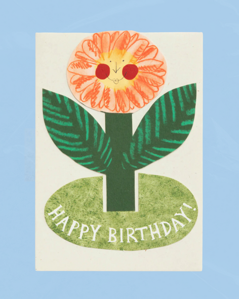 greeting card - happy birthday flower (stand-up)