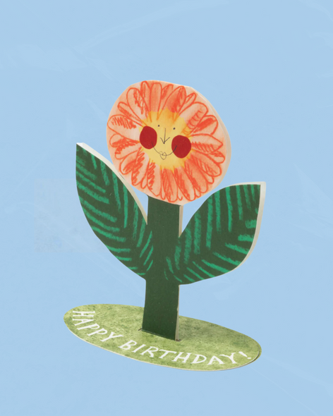 greeting card - happy birthday flower (stand-up)