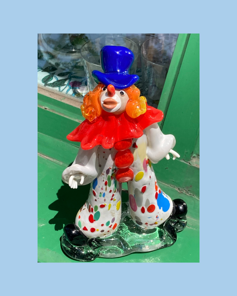 curated - murano glass clown