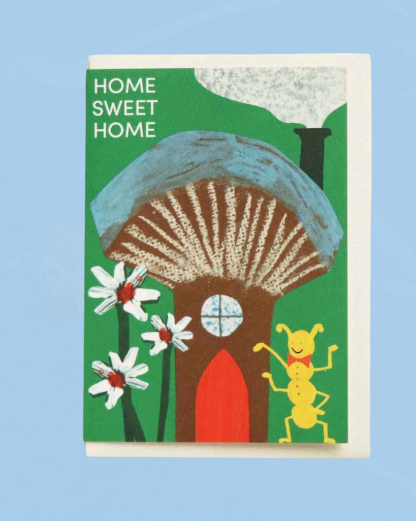 greeting card - home sweet home mushroom