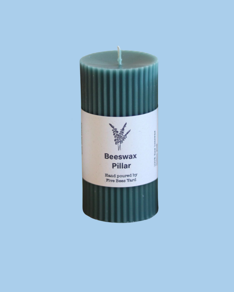 beeswax pillar candle - blue