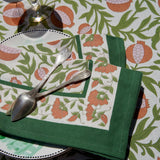tablecloth - cotton grenadine orange & green