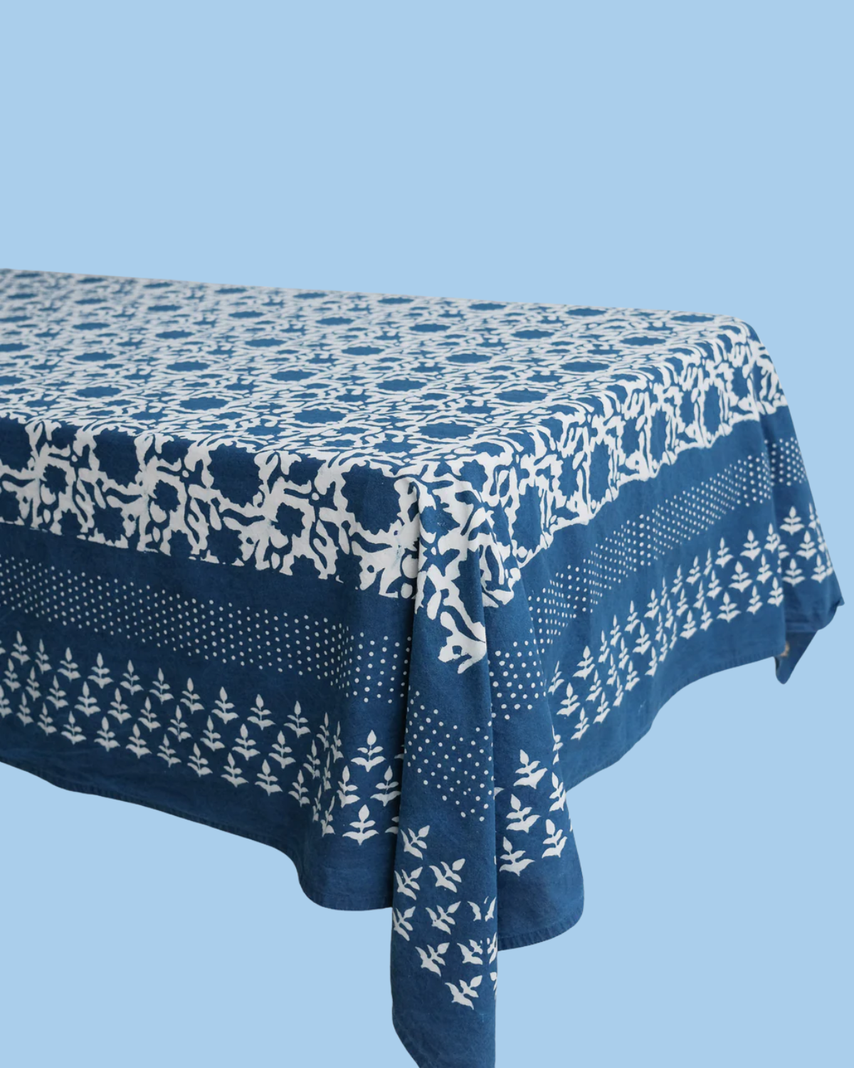 square tablecloth - dabu indigo sunflower