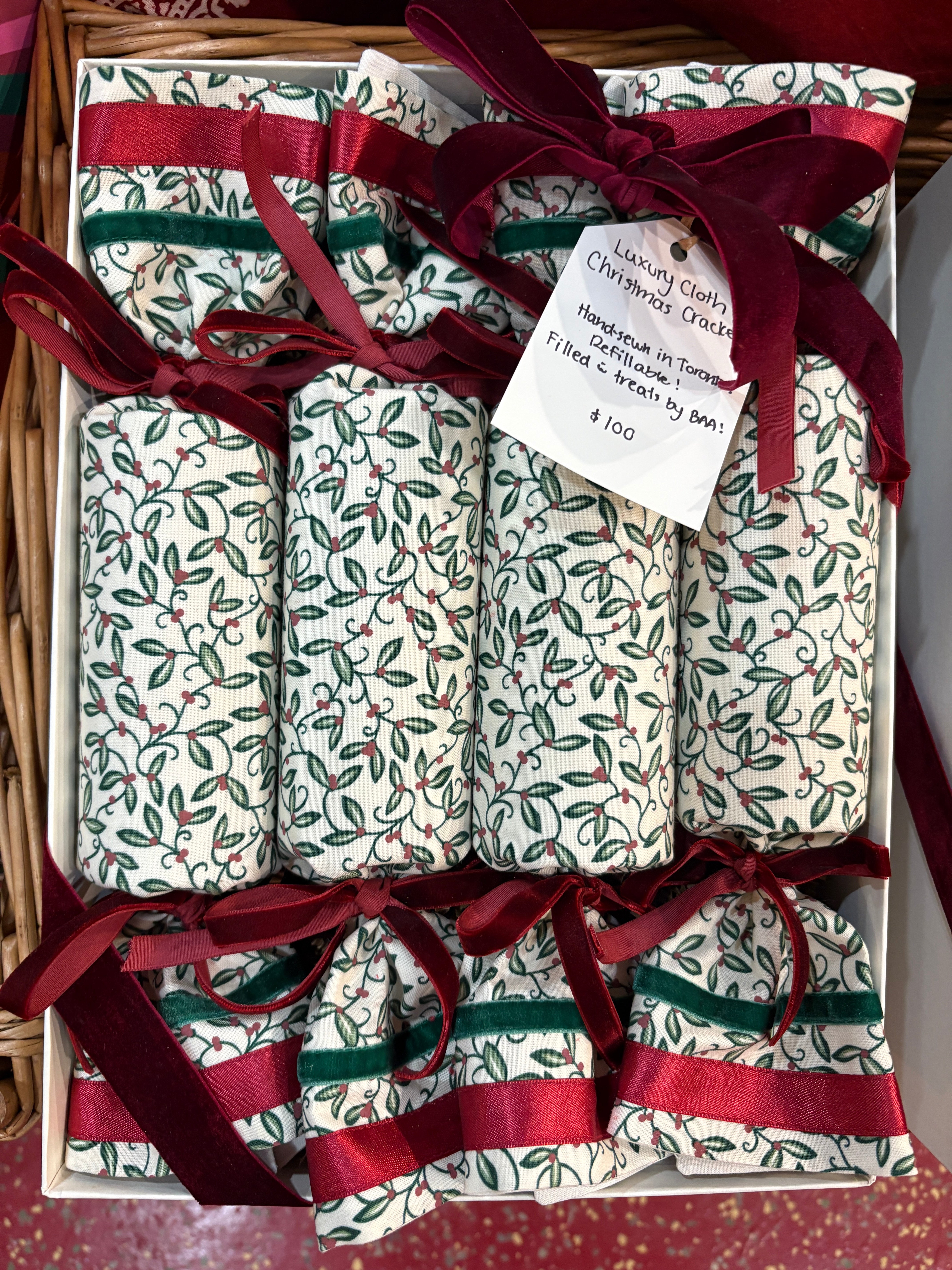 Luxury Christmas crackers - reusable fabric, comes filled