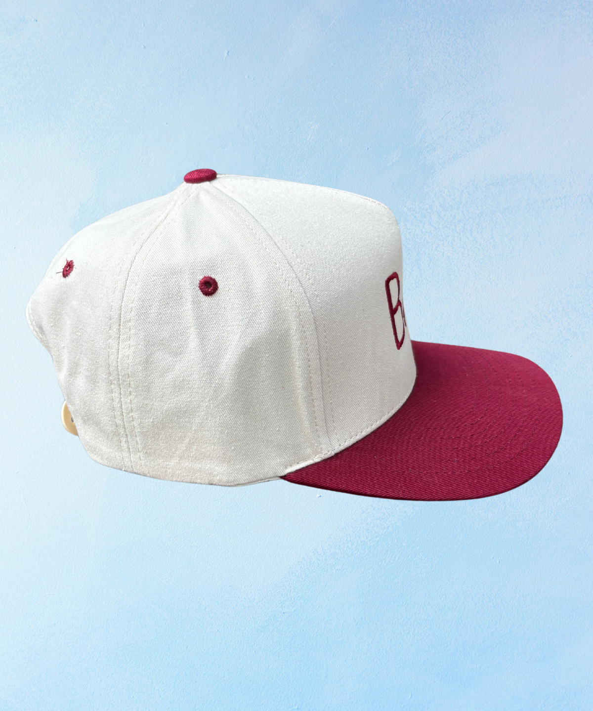 baa hat - burgundy & white trucker
