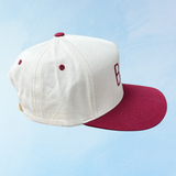 baa hat - burgundy & white trucker