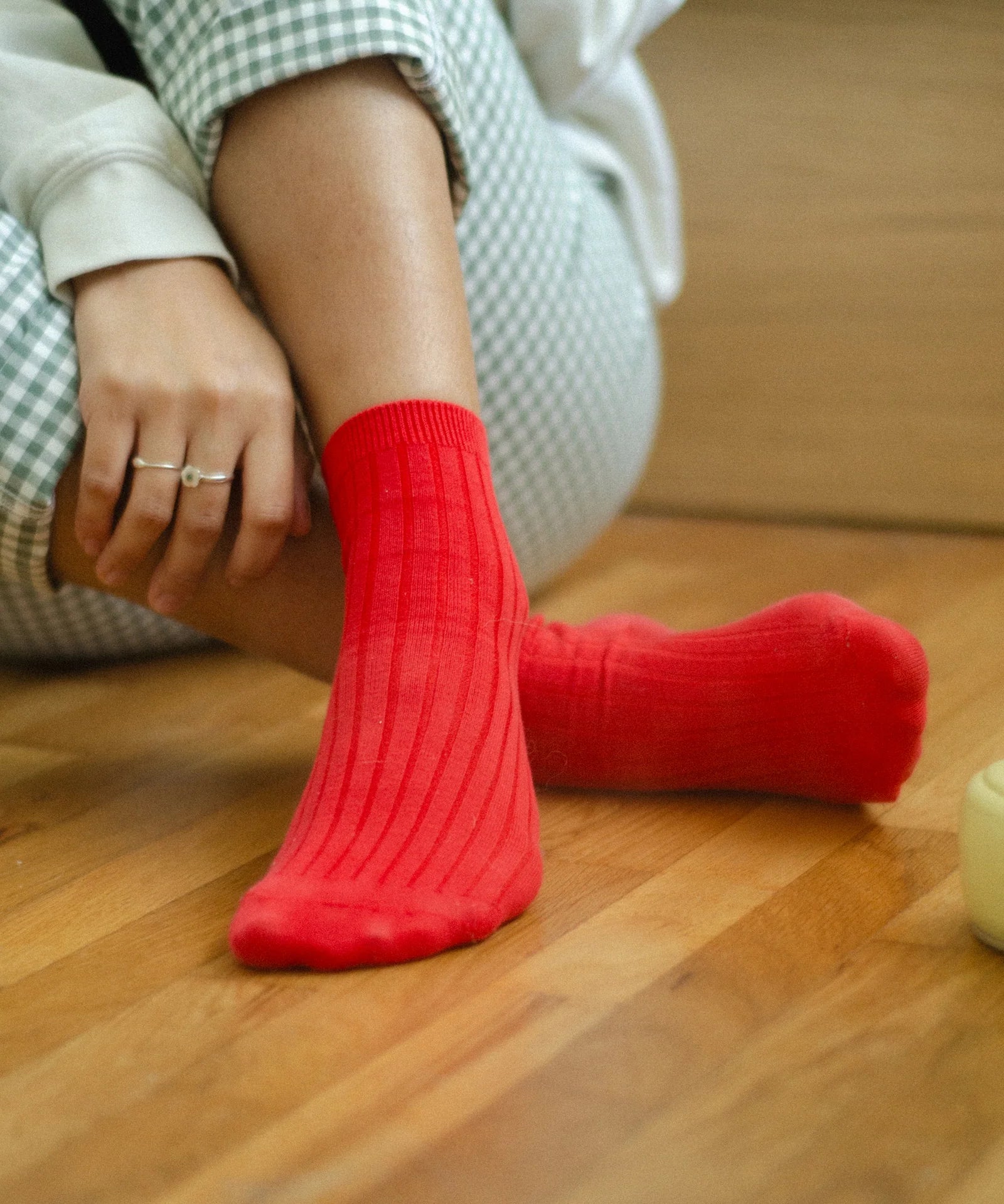 chaussettes - ses côtelées en coton - rouge classique