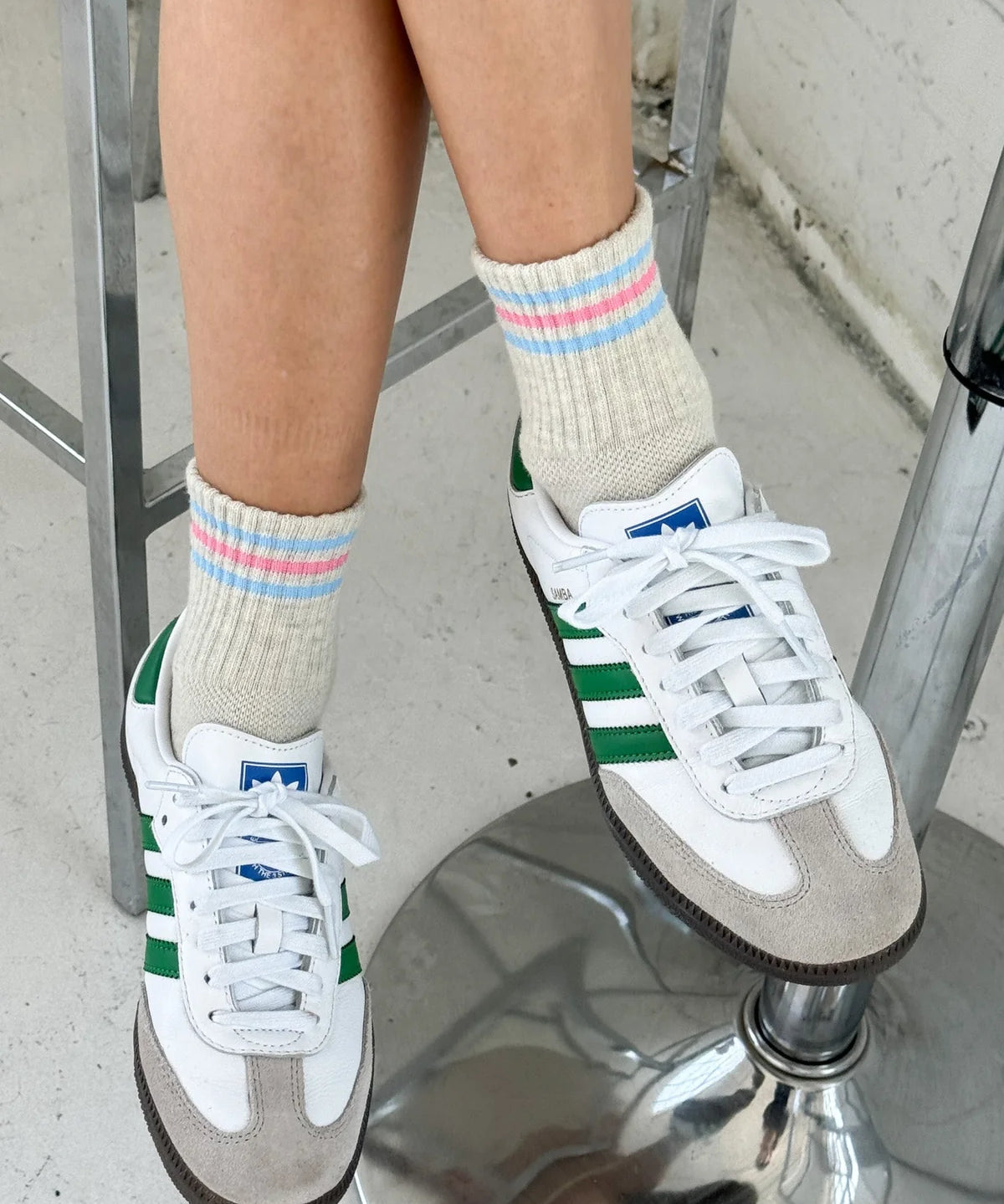 chaussettes - copine - color block rose/vert