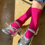 socks - her cotton ribbed - fuschia