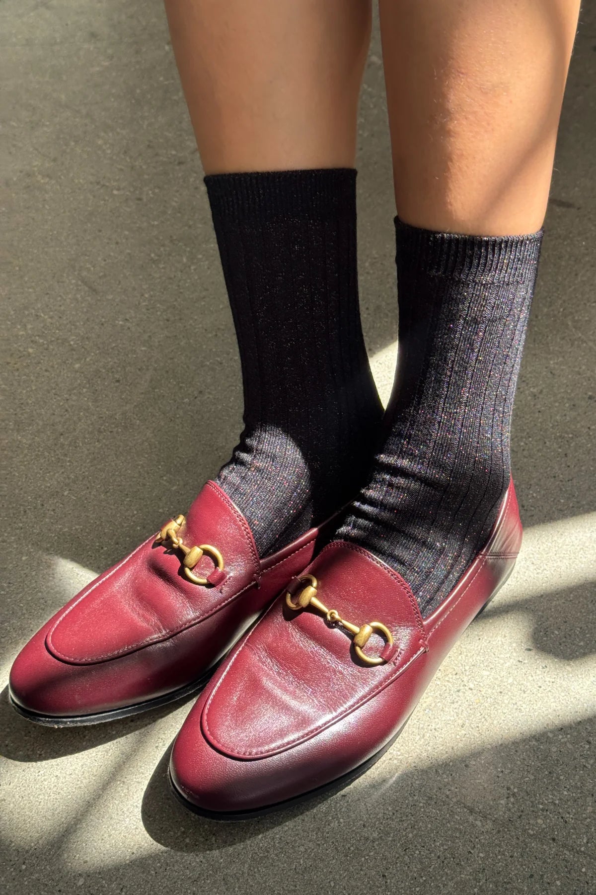 socks - her modal ribbed - copper black