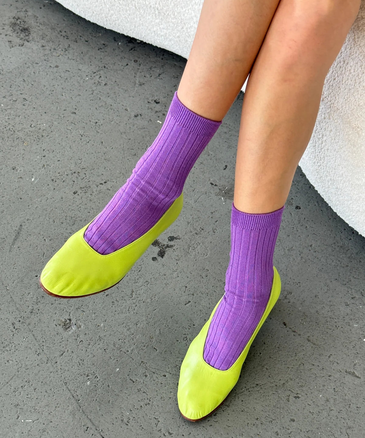 socks - cotton ribbed - violet