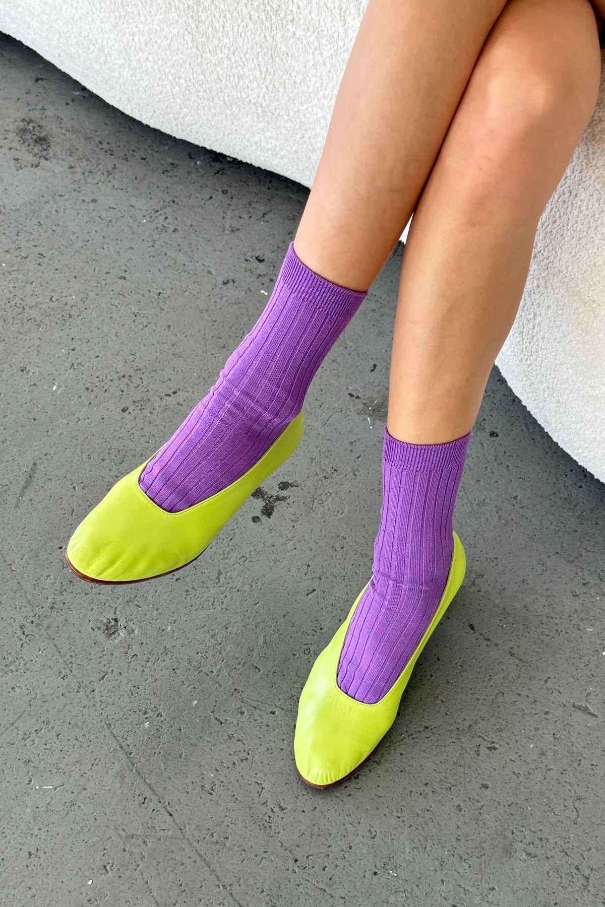 socks - her cotton ribbed - violet