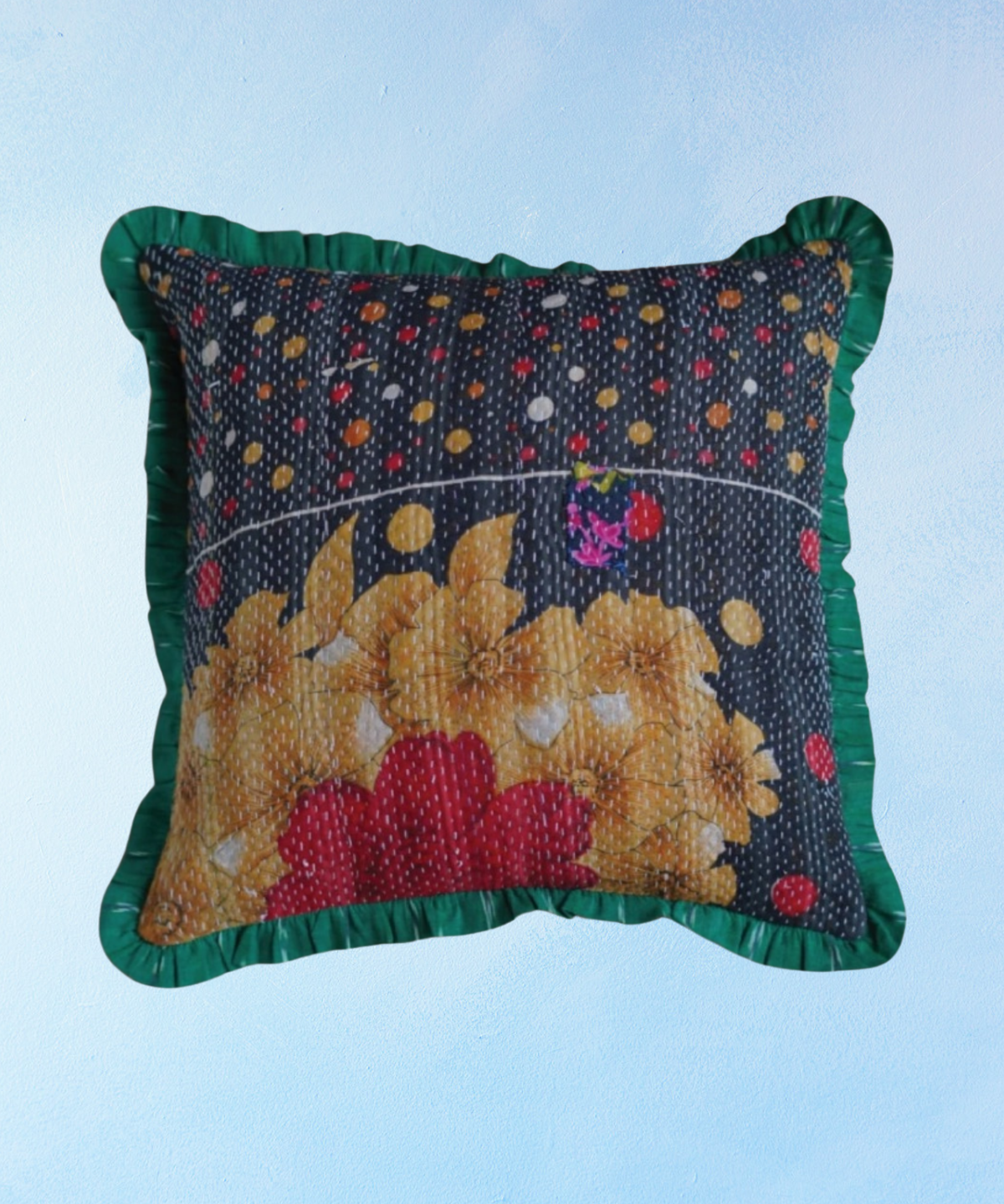 pillow - vintage kantha and ikat