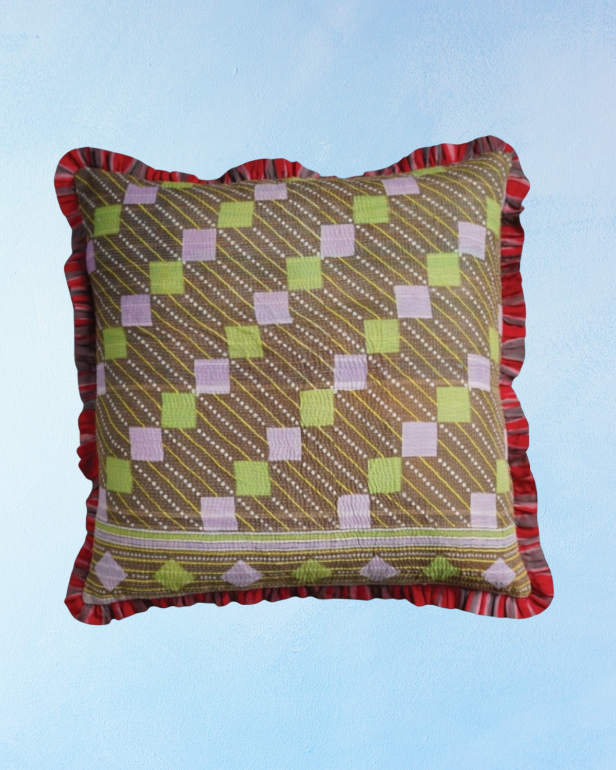 pillow - vintage kantha and ikat