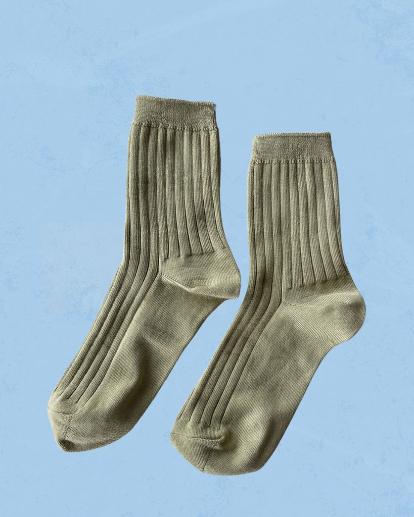 socks - avocado cotton rib