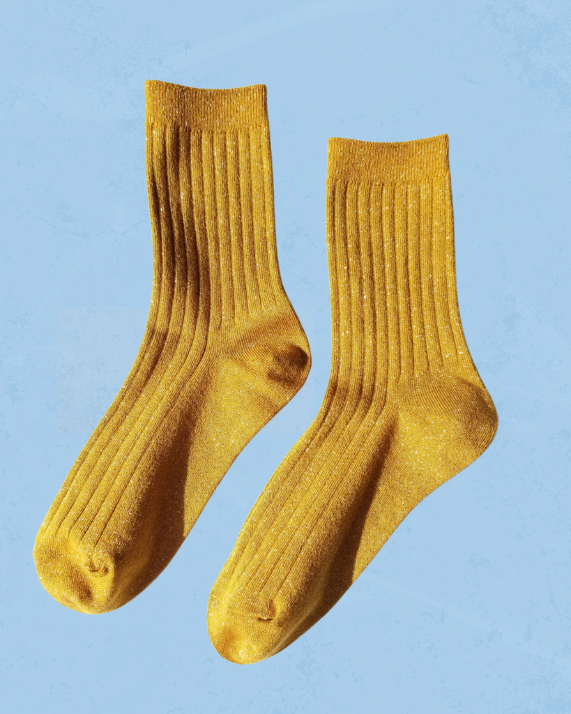 socks - mustard glitter rib