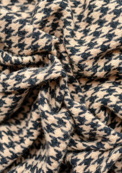 lambswool scarf - camel houndstooth